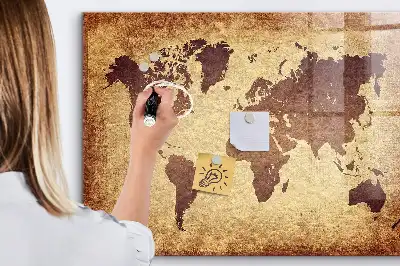 Beschreibbare Magnettafel mit Motiv alte Weltkarte