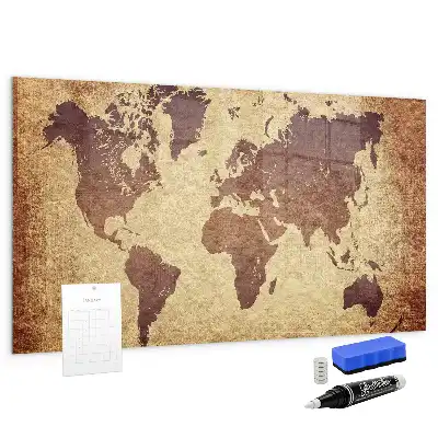 Beschreibbare Magnettafel mit Motiv alte Weltkarte