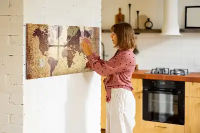 Beschreibbare Magnettafel mit Motiv alte Weltkarte