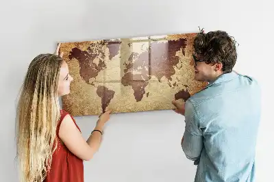 Beschreibbare Magnettafel mit Motiv alte Weltkarte