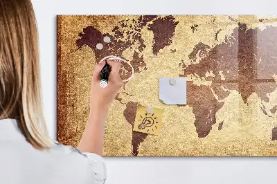 Beschreibbare Magnettafel mit Motiv alte Weltkarte