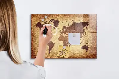Beschreibbare Magnettafel mit Motiv alte Weltkarte