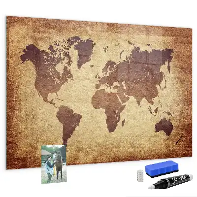 Beschreibbare Magnettafel mit Motiv alte Weltkarte