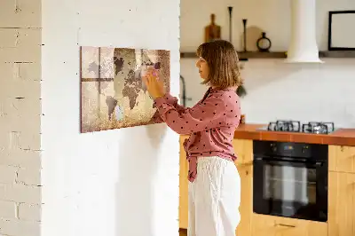 Beschreibbare Magnettafel mit Motiv alte Weltkarte