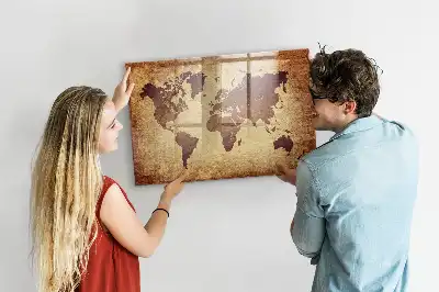 Beschreibbare Magnettafel mit Motiv alte Weltkarte