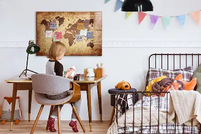 Beschreibbare Magnettafel mit Motiv alte Weltkarte
