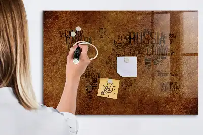 Beschreibbare Magnettafel für die Küche Weltkarte mit Ländernamen