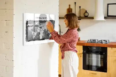 Magnetische Weltkarte im Retro-Design beschreibbare Magnettafel