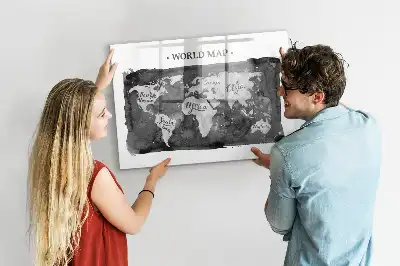 Magnetische Weltkarte im Retro-Design beschreibbare Magnettafel