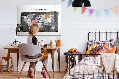 Magnetische Weltkarte im Retro-Design beschreibbare Magnettafel