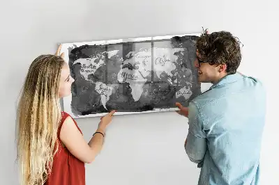 Magnetische Weltkarte im Retro-Design beschreibbare Magnettafel