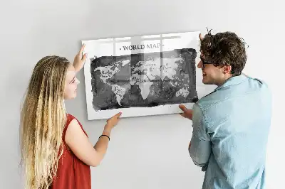 Magnetische Weltkarte im Retro-Design beschreibbare Magnettafel