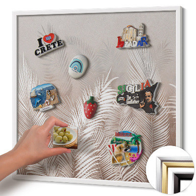 Magnettafel mit weißem Rahmen Natürliche Boho-Blätter
