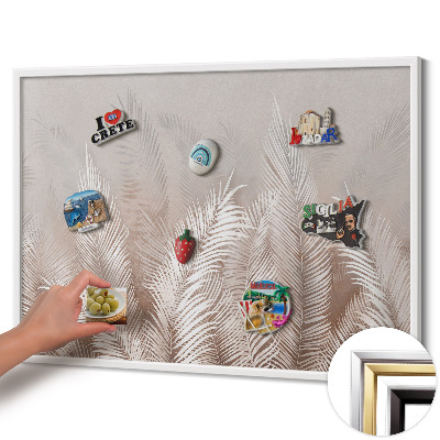 Magnettafel mit weißem Rahmen Natürliche Boho-Blätter