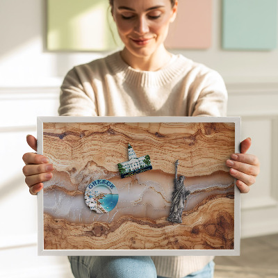 Magnettafel mit weißem Rahmen Holzstruktur mit Harz