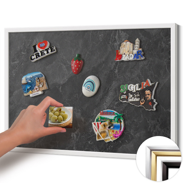 Magnettafel mit weißem Rahmen Dunkle Steinstruktur