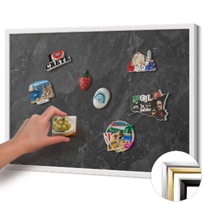 Magnettafel mit weißem Rahmen Dunkle Steinstruktur