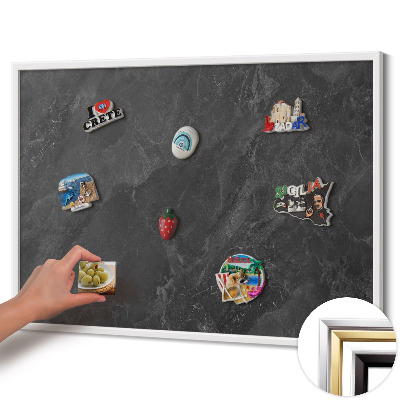 Magnettafel mit weißem Rahmen Dunkle Steinstruktur