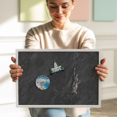 Magnettafel mit weißem Rahmen Dunkle Steinstruktur