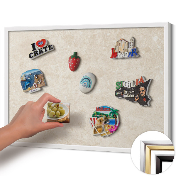 Magnettafel mit weißem Rahmen Eleganter heller Stein