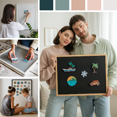 Magnettafel mit weißem Rahmen Farbe Dunkelblau