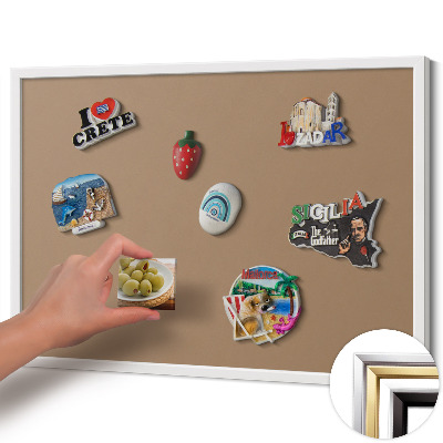 Magnettafel mit weißem Rahmen Farbe Hellbraun