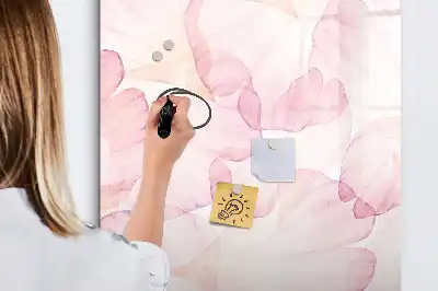 Magnettafel beschreibbar mit Aquarell-Blütenblätter-Motiv