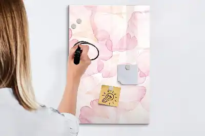 Magnettafel beschreibbar mit Aquarell-Blütenblätter-Motiv
