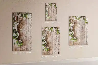Beschreibbare Magnettafel mit Motiv Blumen auf Holzbrettern