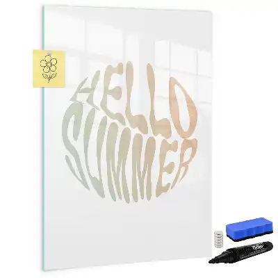 Beschreibbare Magnettafel mit sommerlichem Hallo Text