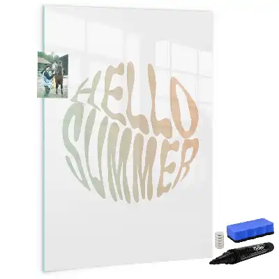 Beschreibbare Magnettafel mit sommerlichem Hallo Text