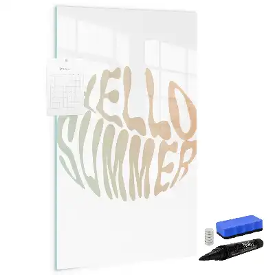 Beschreibbare Magnettafel mit sommerlichem Hallo Text
