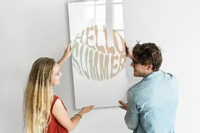 Beschreibbare Magnettafel mit sommerlichem Hallo Text