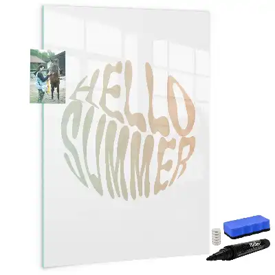 Beschreibbare Magnettafel mit sommerlichem Hallo Text