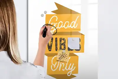 Magnettafel beschreibbar mit dem Design Nur gute Schwingungen