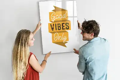 Magnettafel beschreibbar mit dem Design Nur gute Schwingungen