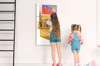 Magnettafel beschreibbar mit dem Design Nur gute Schwingungen