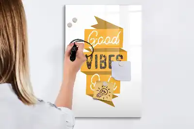 Magnettafel beschreibbar mit dem Design Nur gute Schwingungen