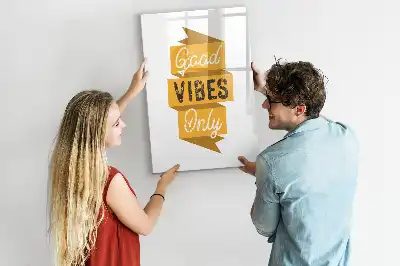 Magnettafel beschreibbar mit dem Design Nur gute Schwingungen