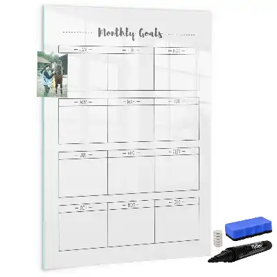 Magnetische Schreibtafel für Monatsziele mit praktischer Monatsübersicht