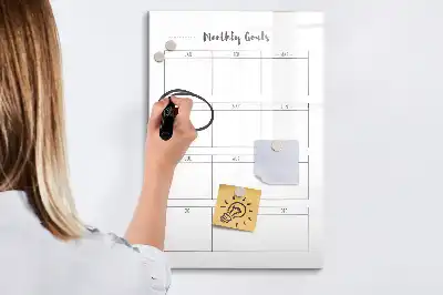 Magnetische Schreibtafel für Monatsziele mit praktischer Monatsübersicht