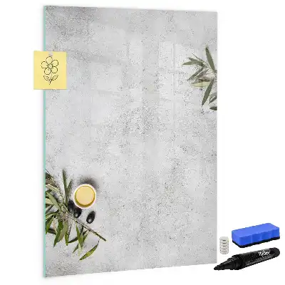 Magnettafel beschreibbar im Design Beton und Olive