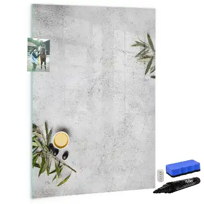 Magnettafel beschreibbar im Design Beton und Olive