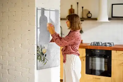 Magnettafel beschreibbar im Design Beton und Olive
