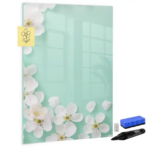 Magnettafel mit Blumenmotiv zum Schreiben mit Design Blühende Blumen