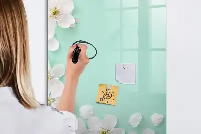 Magnettafel mit Blumenmotiv zum Schreiben mit Design Blühende Blumen
