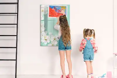 Magnettafel mit Blumenmotiv zum Schreiben mit Design Blühende Blumen