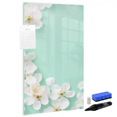 Magnettafel mit Blumenmotiv zum Schreiben mit Design Blühende Blumen