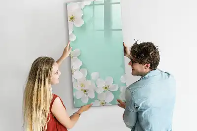 Magnettafel mit Blumenmotiv zum Schreiben mit Design Blühende Blumen