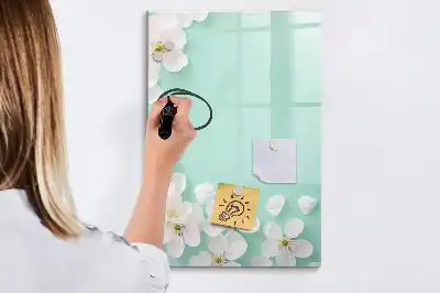 Magnettafel mit Blumenmotiv zum Schreiben mit Design Blühende Blumen